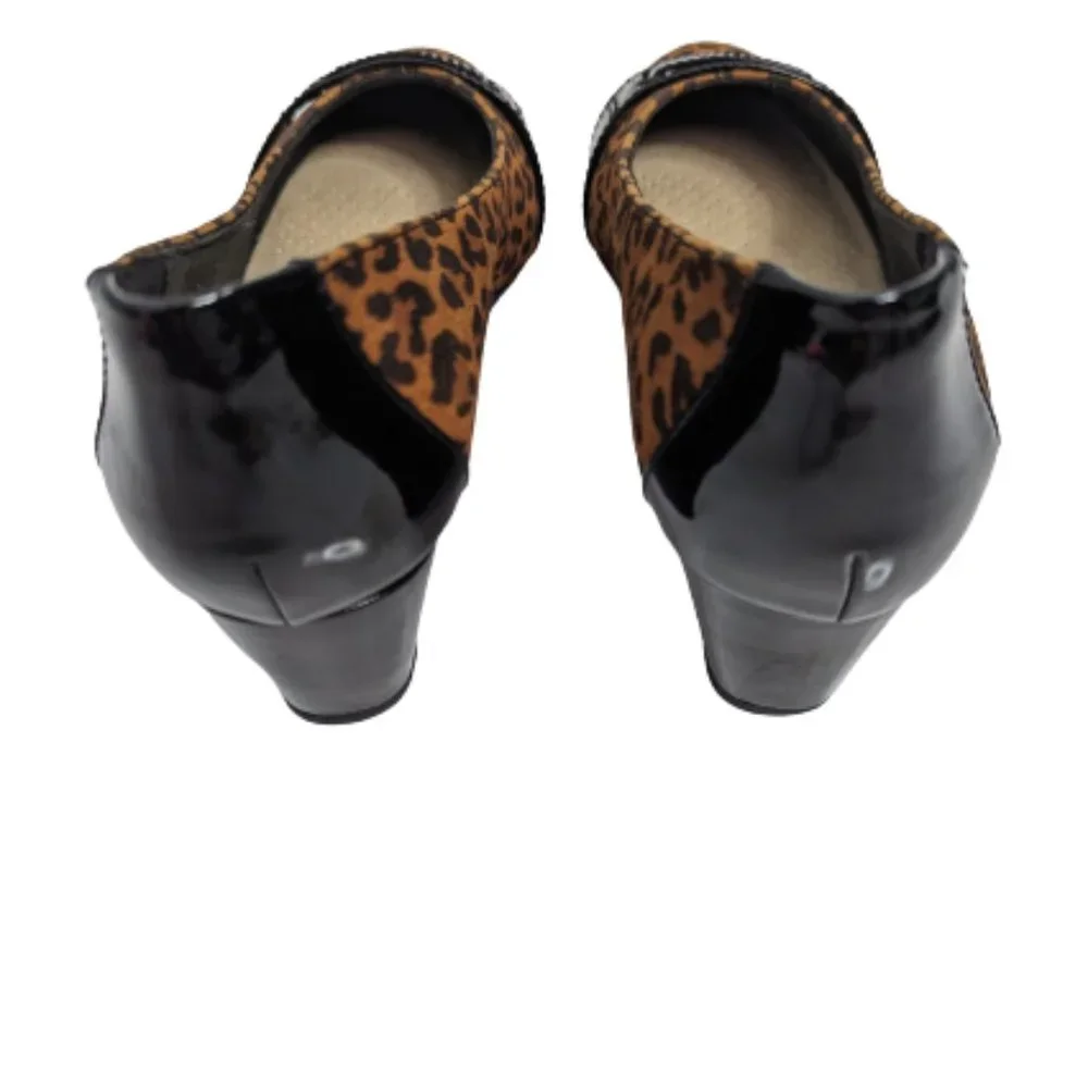 Clarks Leopard Print Mallory Strap Wedge Shoes 7 1/2W